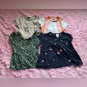 Girls' Assorted Short Sleeve Tops - Neutral, Peach, Floral & Navy